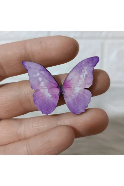 Doğrukan Hediyelik 25 Adet 4 cm Uv Baskılı Mor Kelebek Figür Bebek Ürünü Süslemelerine Uygun - Resim 2