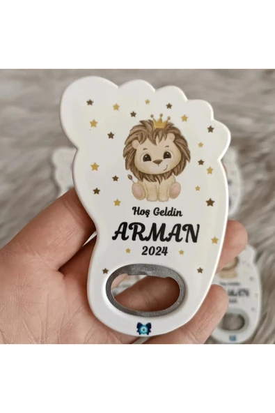 Doğrukan Hediyelik 25 adet aslanlı ayak izi açacak yenidoğan doğum günü magnet hediyelik ürün görseli