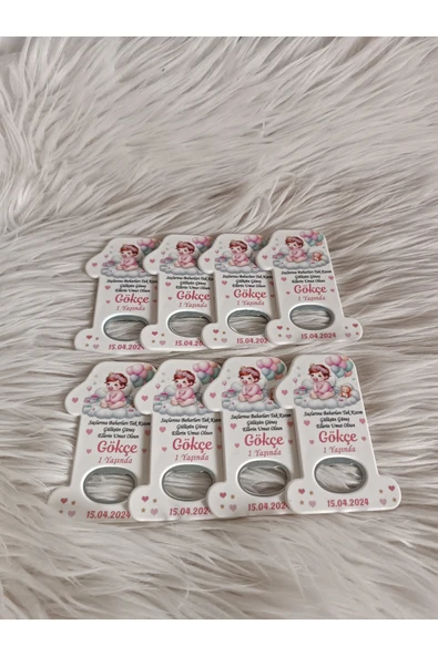 Doğrukan Hediyelik 25 adet bulutta oturan kız bebekli 1 açacak magnet yenidoğan doğum günü hediyelikleri - Resim 3