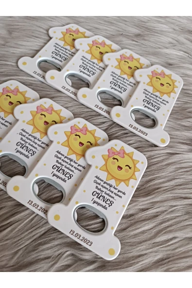 Doğrukan Hediyelik Güneş konsept 1 rakamlı yenidoğan doğum günü açacak magnet hediyelik 10 adet - Resim 2
