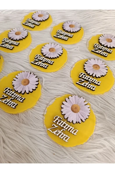 Doğrukan Hediyelik Papatya Konsept Figürlü Pleksi Magnet Yenidoğan Doğum Günü Mevlüt Magnet Hediyelik(10 ADET) - Resim 2