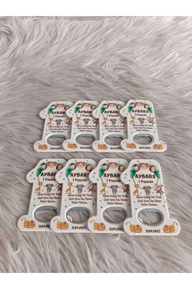 Doğrukan Hediyelik 10 adet rengarenk safari konsept 1 rakam açacak magnet hediyelik yenidoğan doğum günü hediyesi - Resim 3