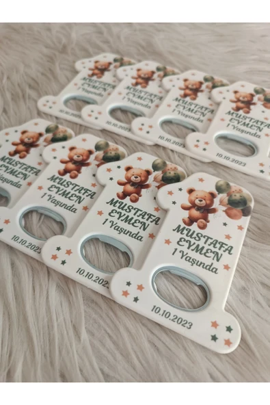 Doğrukan Hediyelik 25 adet yeşil balon tutan ayıcık figürlü 1 açacak magnet doğum günü hediyelikleri - Resim 2