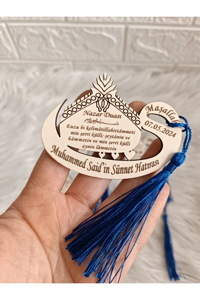 Doğrukan Hediyelik 20 adet vav püsküllü sünnet hatırası yenidoğan doğum günü ahşap magnetler ürün görseli