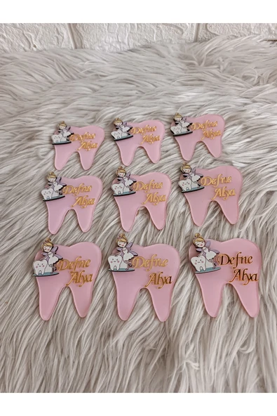 Doğrukan Hediyelik Diş tutan perili diş şeklinde hediyelik yenidoğan doğum günü magnet(10 adet) - Resim 3