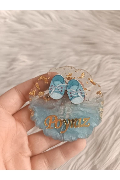 Doğrukan Hediyelik 10 adet mavi patikli mavi epoksi magnet yenidoğan doğum günü mevlüt hediyelikleri ürün görseli