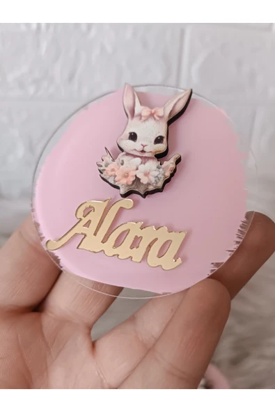 Doğrukan Hediyelik Çiçekli Tavşan Figürlü Yenidoğan Doğum Günü Magnet Hediyelik(10 adet) - Resim 2