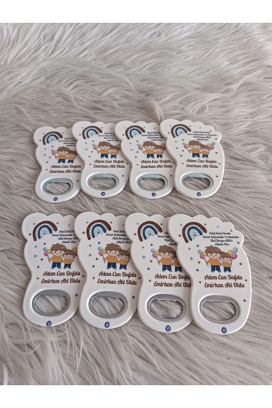 Doğrukan Hediyelik 25 adet abi erkek kardeş ayak şeklinde açacak yenidoğan doğum günü mevlüt hediyelikleri - Resim 3