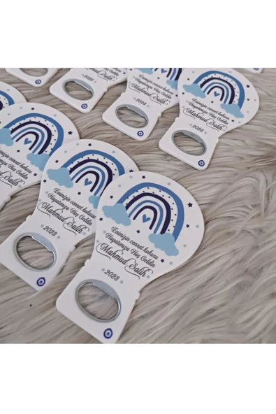 Doğrukan Hediyelik 25 Adet Mavi Gökkuşaklı Balon Açacak Magnet Hediyelik Yenidoğan Doğum Günü - Resim 2