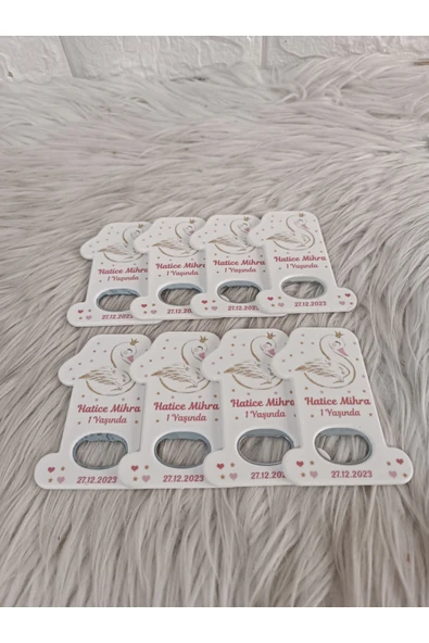 Doğrukan Hediyelik 25 adet taçlı kuğulu 1 rakam açacak magnet yenidoğan doğum günü mevlüt hediyelikleri - Resim 3