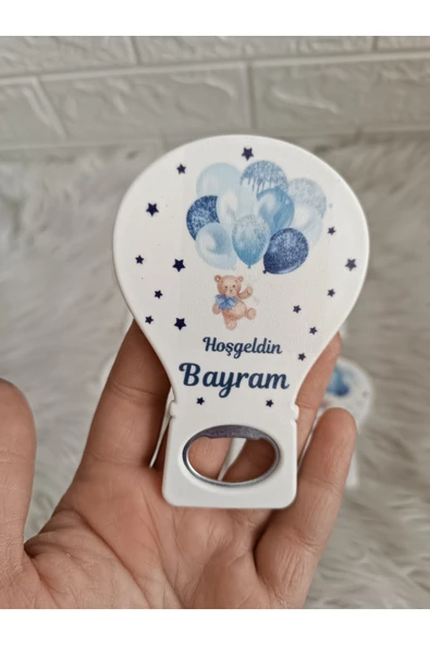 Doğrukan Hediyelik 25 adet lacivert balon tutan ayıcıklı yenidoğan doğum günü mevlüt balon açacak magnet ürün görseli