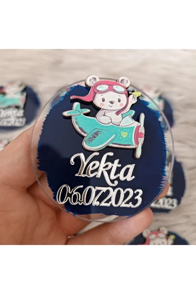 Doğrukan Hediyelik 10 Adet Uçakta ayıcık figürlü magnet yenidoğan doğum günü magnet hediyelik ürün görseli