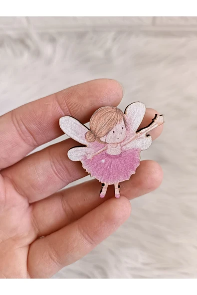 Doğrukan Hediyelik 25 adet pembe elbiseli peri kızı UV baskılı ahşap figür süslemelere uygun