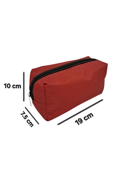 Tek Gözlü Fermuarlı Kalemlik Büyük Boy Dikdörtgen Kalemlik Kırmızı 19x10x7.5 Cm - 2