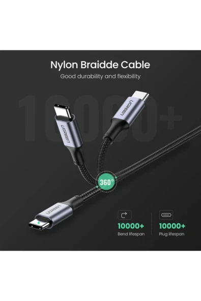 UGREEN TYPE-C 100W HIZLI ŞARJ KABLOSU, 2M SİYAH - 70429 - Resim 6