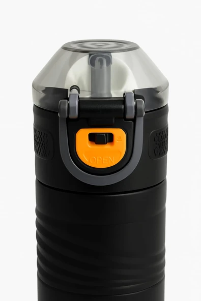Dekorasyaa Paslanmaz Çelik Sızdırmaz Termos - Siyah - 550 ml - Kilitli - 3