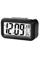Dijital Alarmlı Masa Saati Led Ekran Siyah - 5
