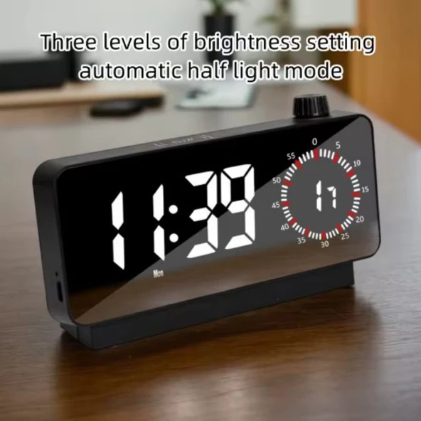 Monozone Elektronik Masaüstü Çalar Saat Çift Dijital Başucu Ofis Ev Geri Sayımlı Sıcaklık Göstergesi - Resim 4