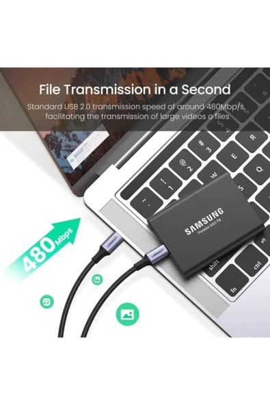 UGREEN TYPE-C 100W HIZLI ŞARJ KABLOSU, 2M SİYAH - 70429 - Resim 3