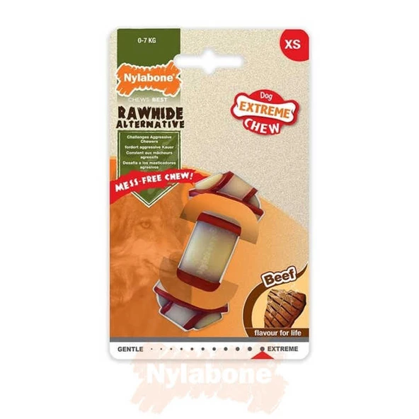 841005-Nylabone Biftek Aromalı Köpek Çiğneme Kemiği XS 7 Cm ürün görseli 1