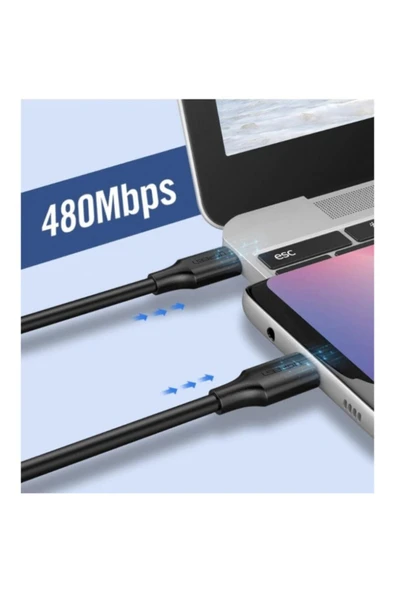 UGREEN USB-C 60W 3A QC PD HIZLI ŞARJ KABLOSU, 1 M SİYAH - 50997 - Resim 2