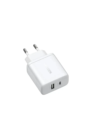 UGREEN 20W 2 Portlu Hızlı Şarj Cihazı 1xUSB-A 1xUSB-C Beyaz 45310 - 1