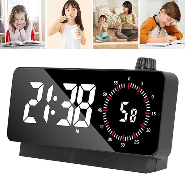 Monozone Elektronik Masaüstü Çalar Saat Çift Dijital Başucu Ofis Ev Geri Sayımlı Sıcaklık Göstergesi ürün görseli