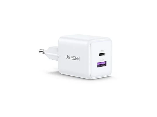 UGREEN 30W GaN Hızlı Şarj Cihazı 2 Portlu 1xUSB-A 1xUSB-C Beyaz 65015 - 1