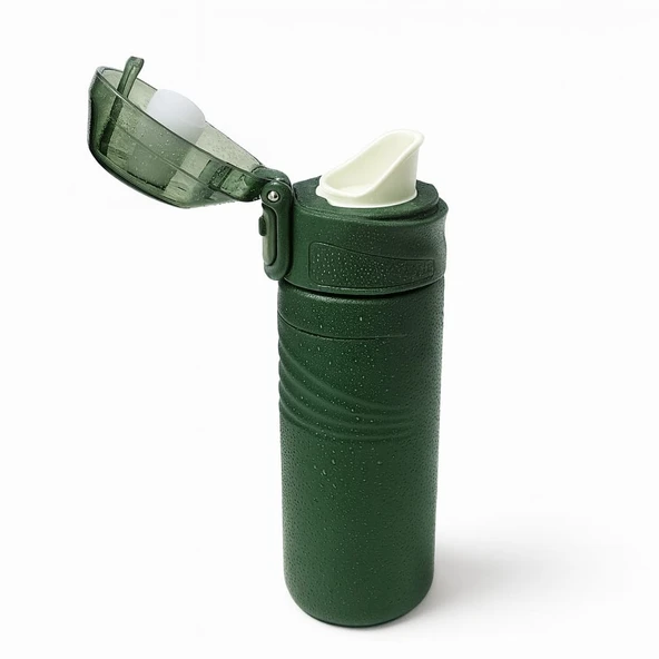 Dekorasyaa Paslanmaz Çelik Sızdırmaz Termos - Yeşil - 550 ml - Kilitli - 1
