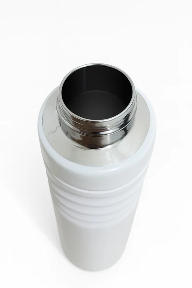Dekorasyaa Paslanmaz Çelik Sızdırmaz Termos - Beyaz - 550 ml - Kilitli - 5