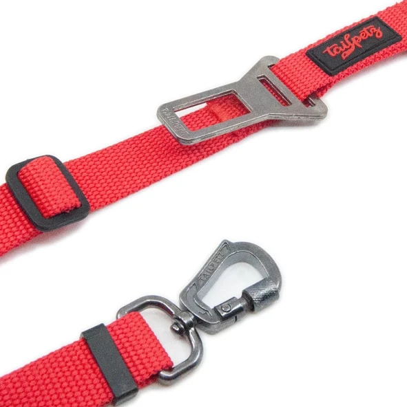 Tailpetz Araç Emniyet Kemeri Tokalı Kedi Köpek Gezdirme Kayışı M Kırmızı 102 cm - 2