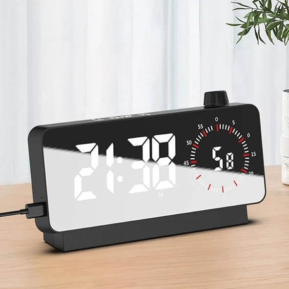 Monozone Elektronik Masaüstü Çalar Saat Çift Dijital Başucu Ofis Ev Geri Sayımlı Sıcaklık Göstergesi - Resim 6