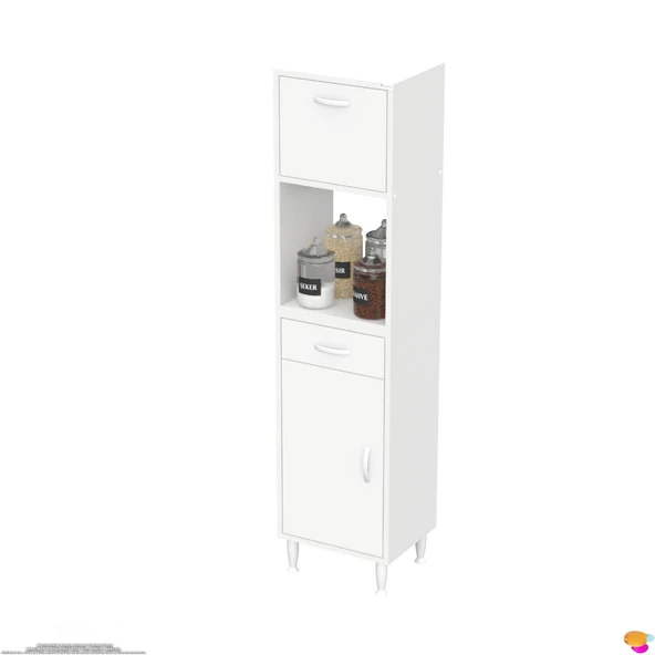 Modilayn VİO Çok Amaçlı Dolap: (50x163.4x32,5 cm) ölçülerinde, çekmeceli ve kapaklı mutfak dolabı. - 6