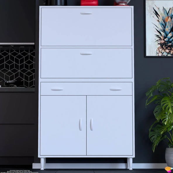 Modilayn VİO (90x163,4x32,5 cm) Yeni çekmeceli, kapaklı, ekmeklikli, çok amaçlı mutfak dolabı. ürün görseli 1