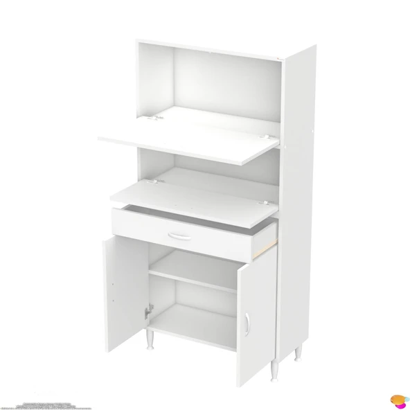 Modilayn VİO (80x163,4x32,5 cm) Yeni çekmeceli, kapaklı, ekmeklikli, çok amaçlı mutfak dolabı. - 8