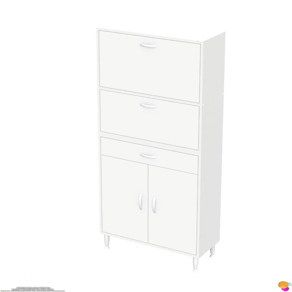 Modilayn VİO (80x163,4x32,5 cm) Yeni çekmeceli, kapaklı, ekmeklikli, çok amaçlı mutfak dolabı. - 6