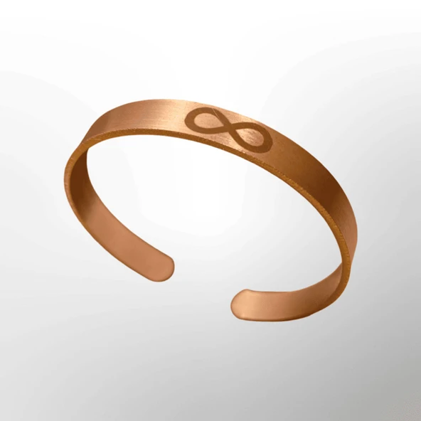 Sonsuzluk Sembollü Şık Bakır Bileklik – Minimalist Unisex Ayarlanabilir Manşet Tasarım ürün görseli 1