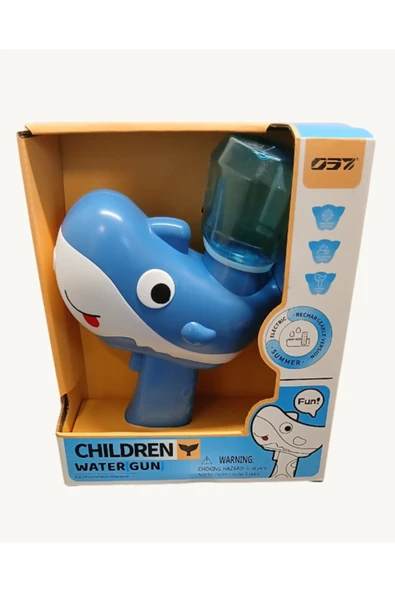 Şarjlı Su Hazneli Sevimli Yunus Oyuncak Su Tabancası MAvi ürün görseli 1