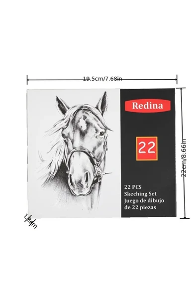 Kara kalem çizim seti, eskiz kalem seti, dereceli kalem set, kömür kalem-Kutulu 22 parça - Resim 4