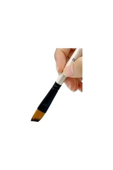 Yan Kesik Uçlu Fırça Seti 6 Adet-Akrilik Boya, Yağlı Boya, Guaj Boya, Resim Fırçası - Resim 2