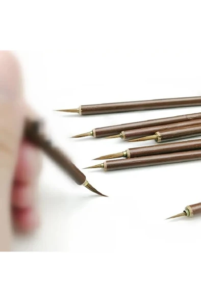 Tahrir Fırça Seti No:1-2-3 Kurt Kılı, Bambu Sap (ÇİNİ, SERAMİK, TEZHİP, MİNYATÜR) 1. Kalite-3 Adet - Resim 4