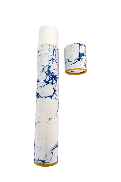 Ebru desenli kubur, fırça, kağıt , kalem saklama kutusu, süngerli silindir kutu, fırçalık-No:10 - Resim 3