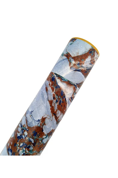 Ebru desenli kubur, fırça, kağıt , kalem saklama kutusu, süngerli silindir kutu, fırçalık-No:12 - Resim 2