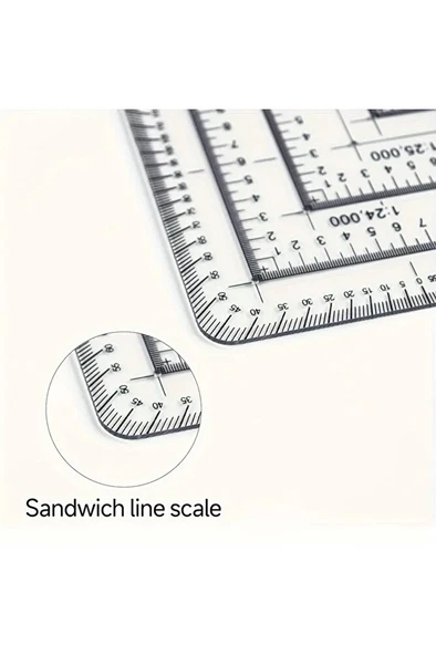 MP-10 Koordinat Cetveli, mm-cm ölçümler, Mimarlar, Mühendisler, Teknik Çizimler için-1ad - Resim 3