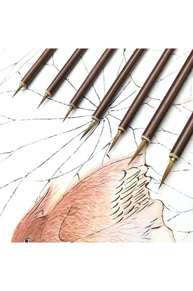 Tahrir Fırça Seti No:1-2-3 Kurt Kılı, Bambu Sap (ÇİNİ, SERAMİK, TEZHİP, MİNYATÜR) 1. Kalite-3 Adet - Resim 2