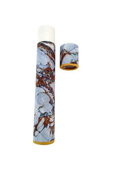 Ebru desenli kubur, fırça, kağıt , kalem saklama kutusu, süngerli silindir kutu, fırçalık-No:12 - Resim 3