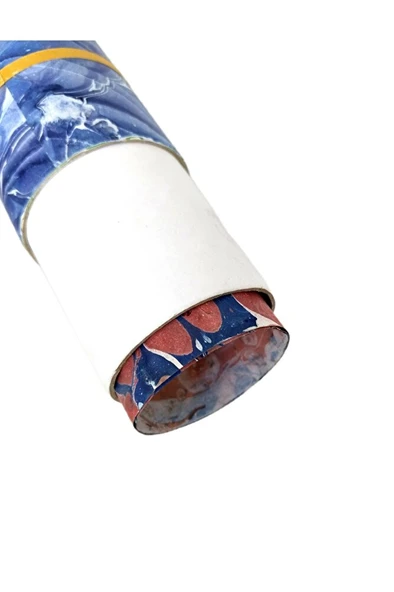 Ebru desenli kubur, fırça, kağıt , kalem saklama kutusu, süngerli silindir kutu, fırçalık-No:2 - Resim 5