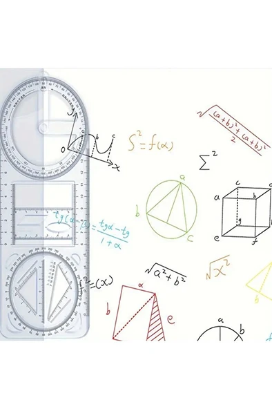 Dönebilen geometri cetvel, üçgen cetvel, çizim şablonu, çok fonksiyonlu cetvel seti-1Ad - Resim 3