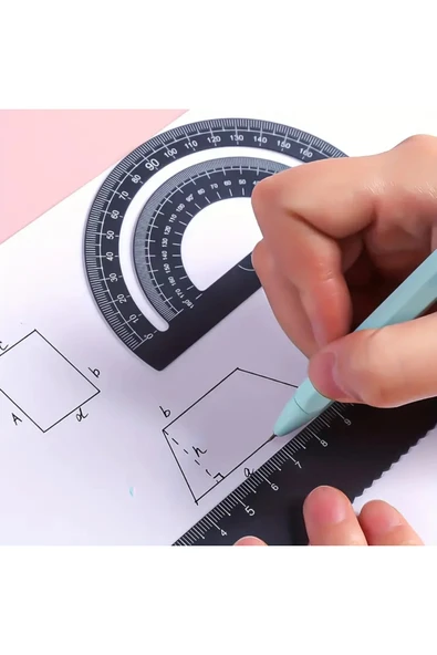 Metal cetvel seti, çizgi çekme, pratik çizgi oluşturma, dayanıklı-kutulu 4 parça - Resim 2
