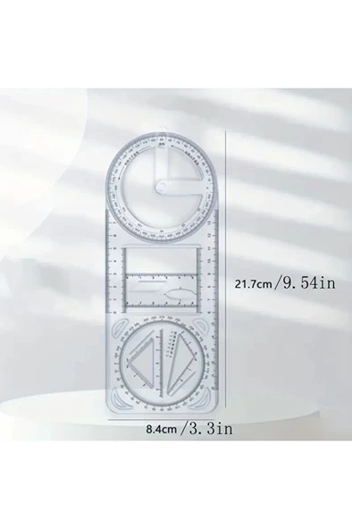 Dönebilen geometri cetvel, üçgen cetvel, çizim şablonu, çok fonksiyonlu cetvel seti-1Ad - Resim 4